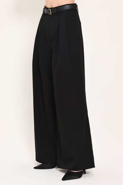 Flying Tomato City Cinch Black/brown Belted Wide-leg Pants in BROWN view 6 (bottom)