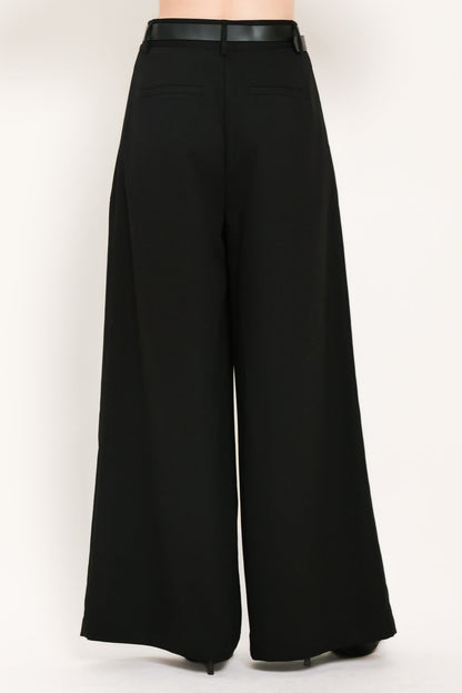 Flying Tomato City Cinch Black/brown Belted Wide-leg Pants view 7 (bottom)