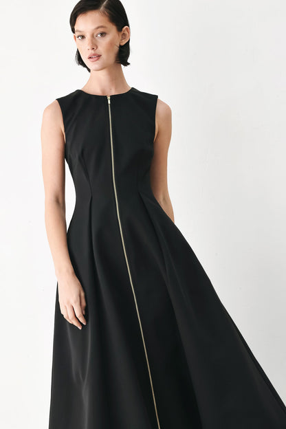 Flying Tomato Clay Modern Sway Woven Midi Dress in BLACK view 3