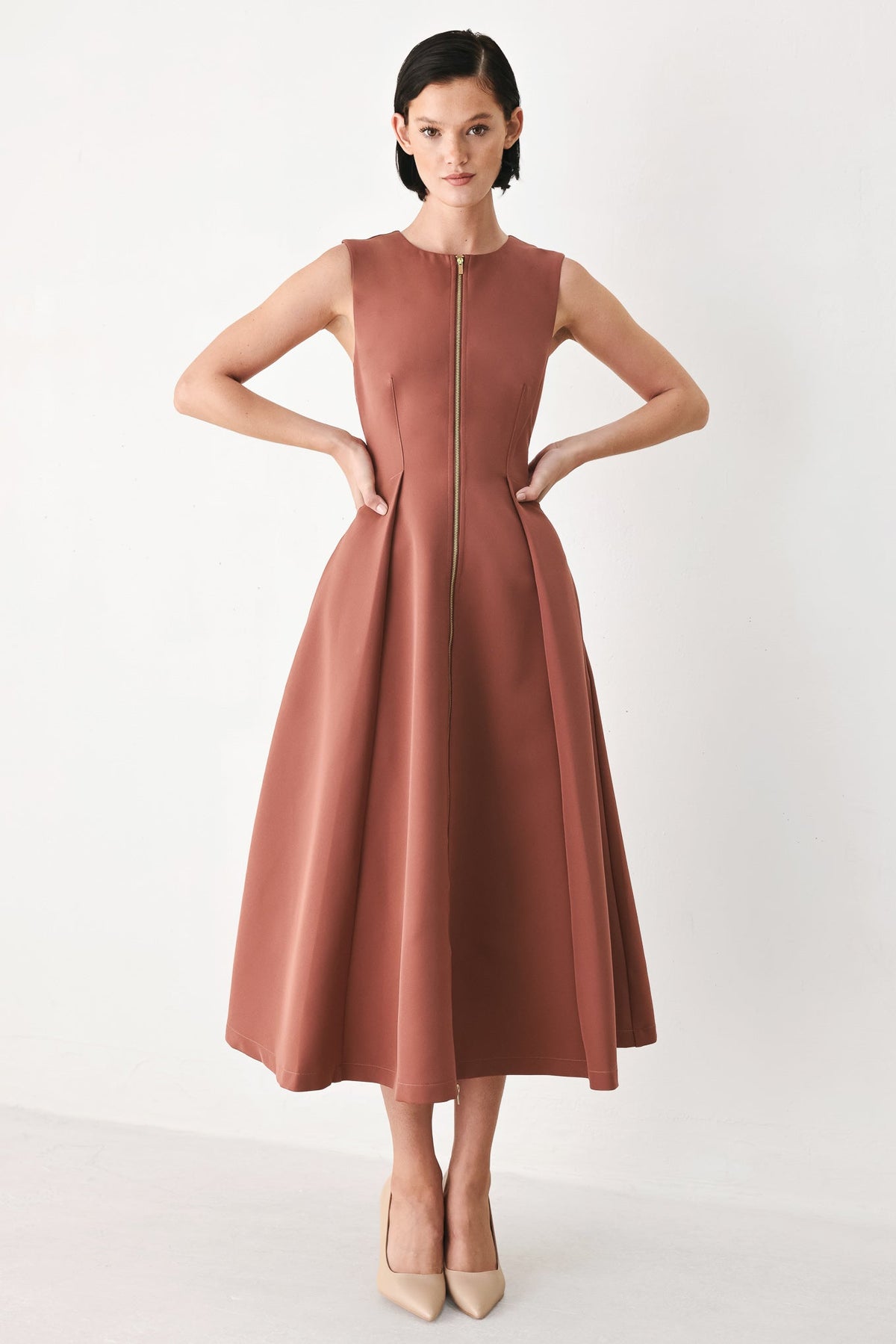 Flying Tomato Clay Modern Sway Woven Midi Dress view 10