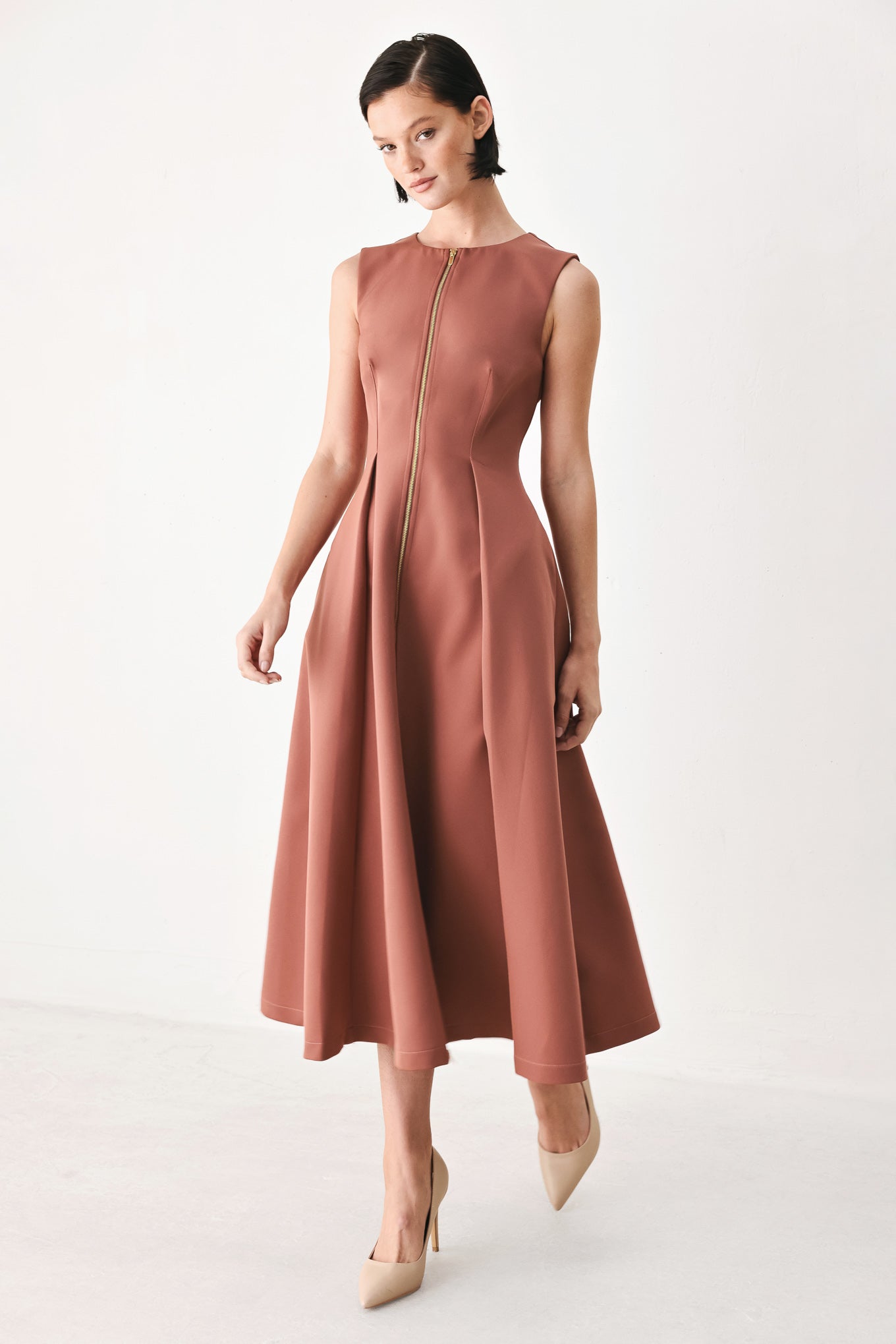 Flying Tomato Clay Modern Sway Woven Midi Dress view 11