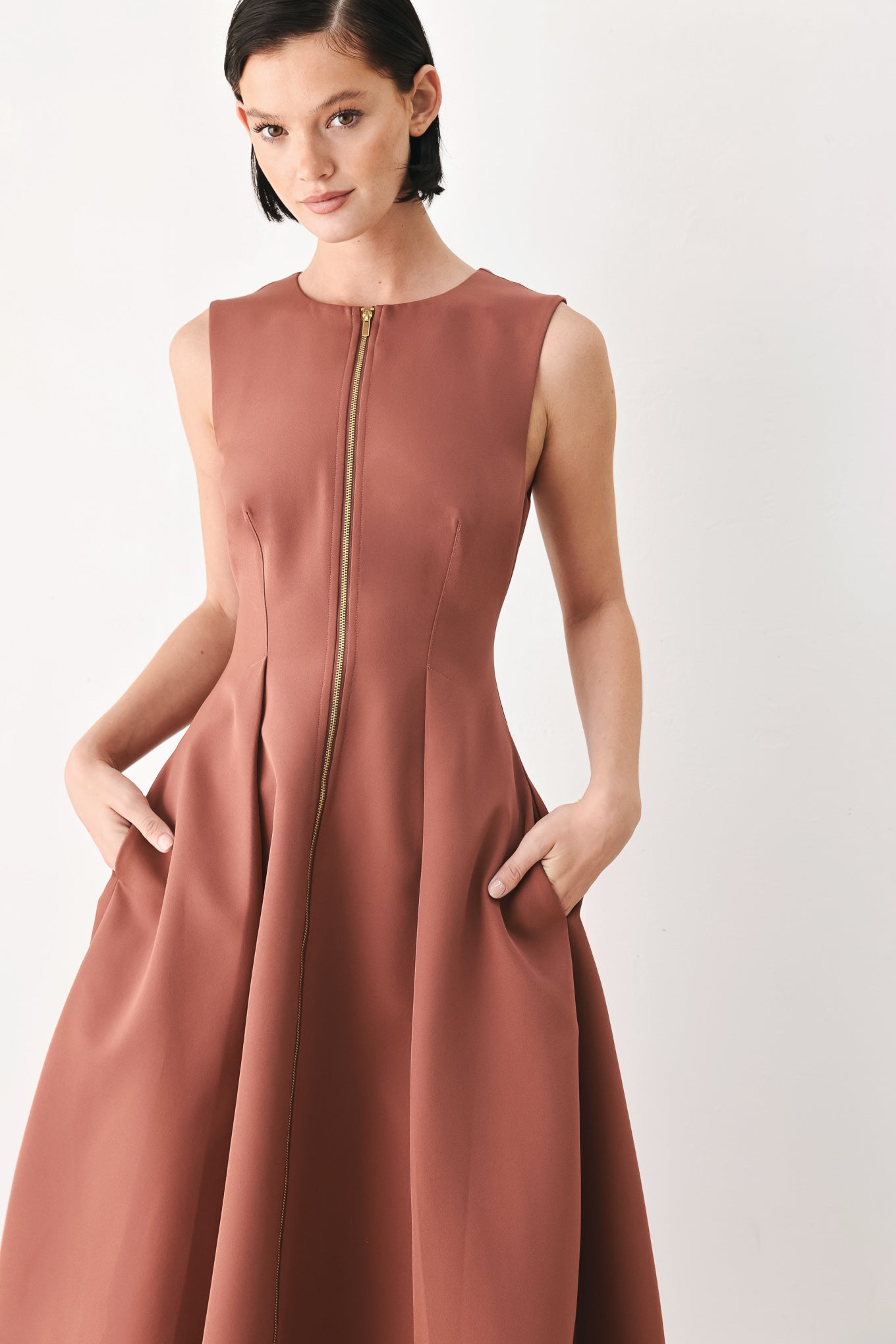 Flying Tomato Clay Modern Sway Woven Midi Dress view 12