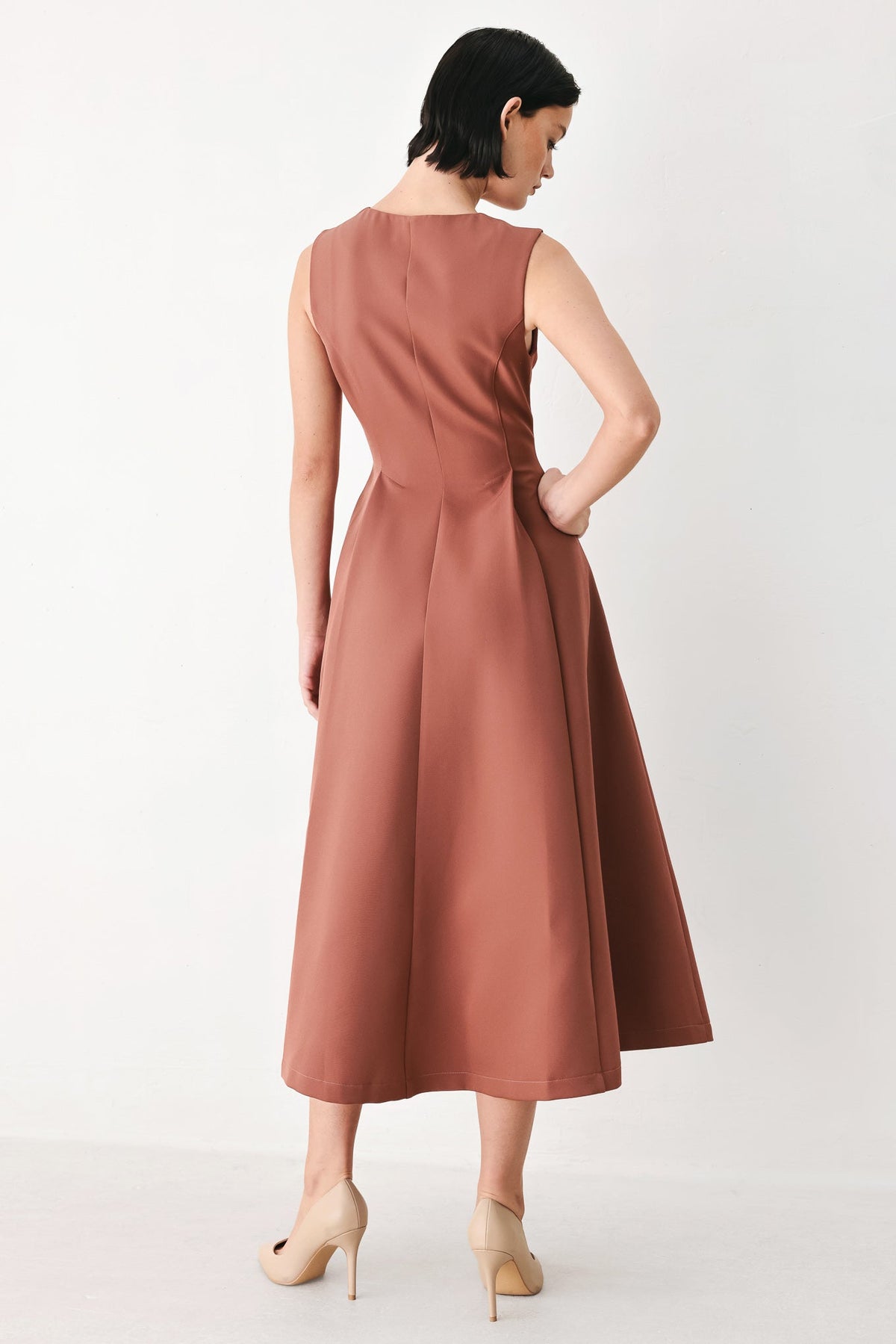 Flying Tomato Clay Modern Sway Woven Midi Dress view 13