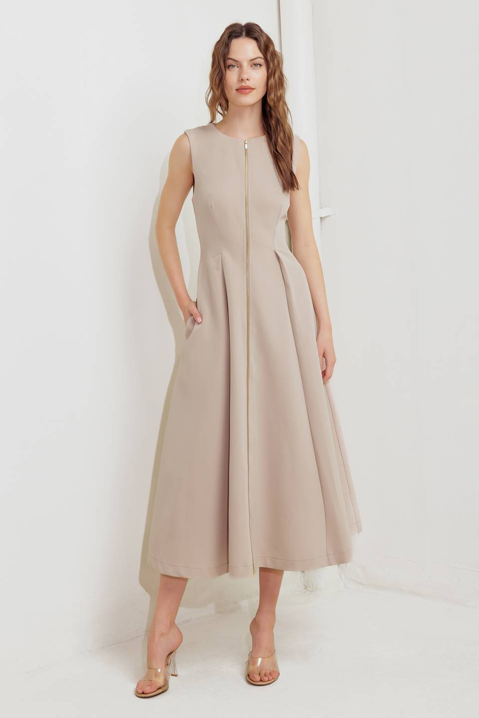 Flying Tomato Clay Modern Sway Woven Midi Dress view 16