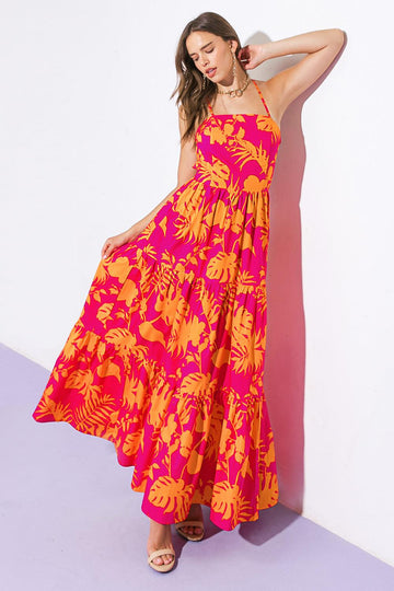 Flying Tomato Close to Your Heart Woven Maxi Dress in FUCHSIA - Dress Clothes