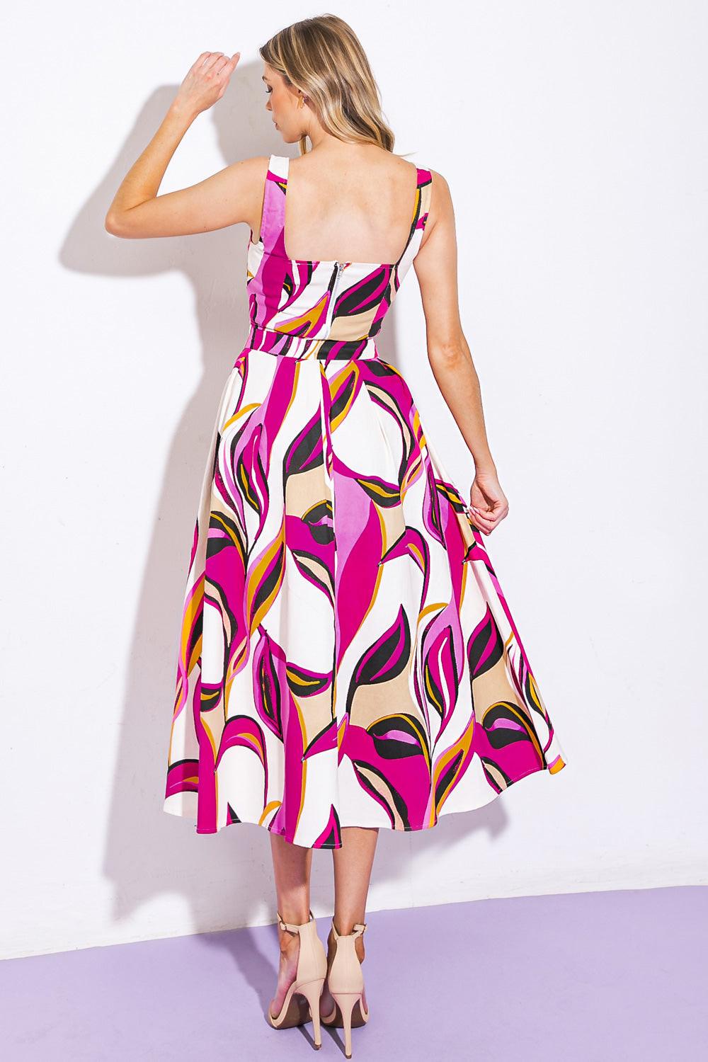 Flying Tomato Cocktail Club Woven Twill Top and Skirt in IVORY FUCHSIA view 2 - Cocktail Bar Top