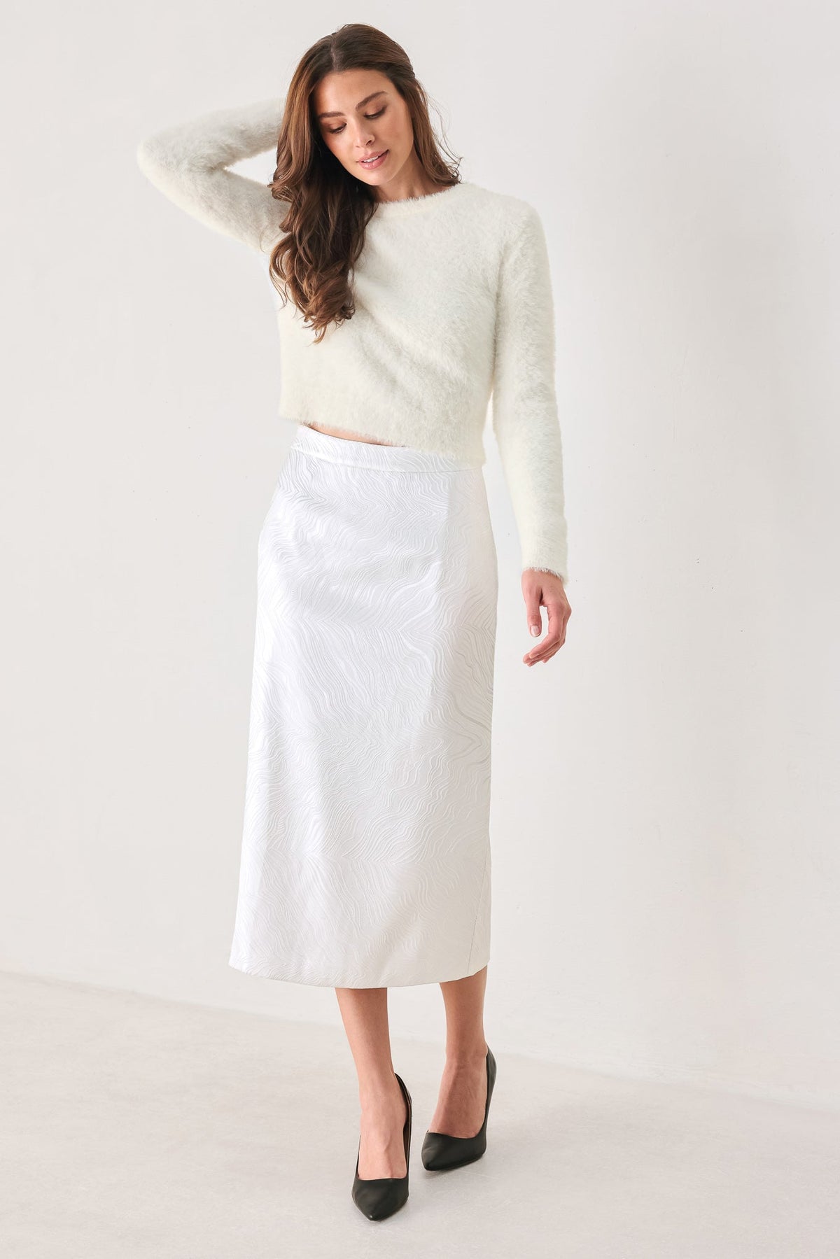 Flying Tomato Color Pop Fuzzy Sweater Top in WHITE view 7 - Color Pop Hoodie