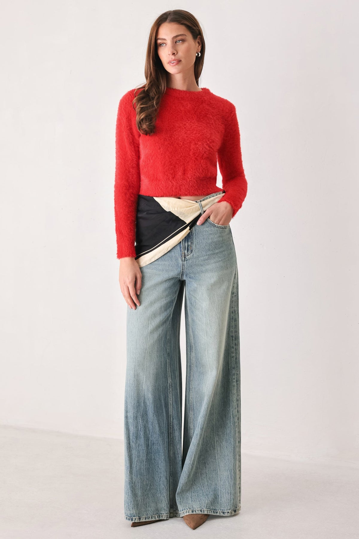 Flying Tomato Color Pop Fuzzy Sweater Top view 11 - Color Pop Hoodie