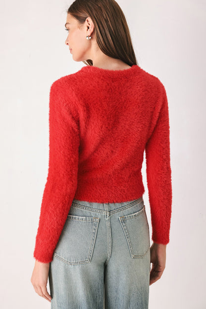 Flying Tomato Color Pop Fuzzy Sweater Top view 16 - Color Pop Hoodie