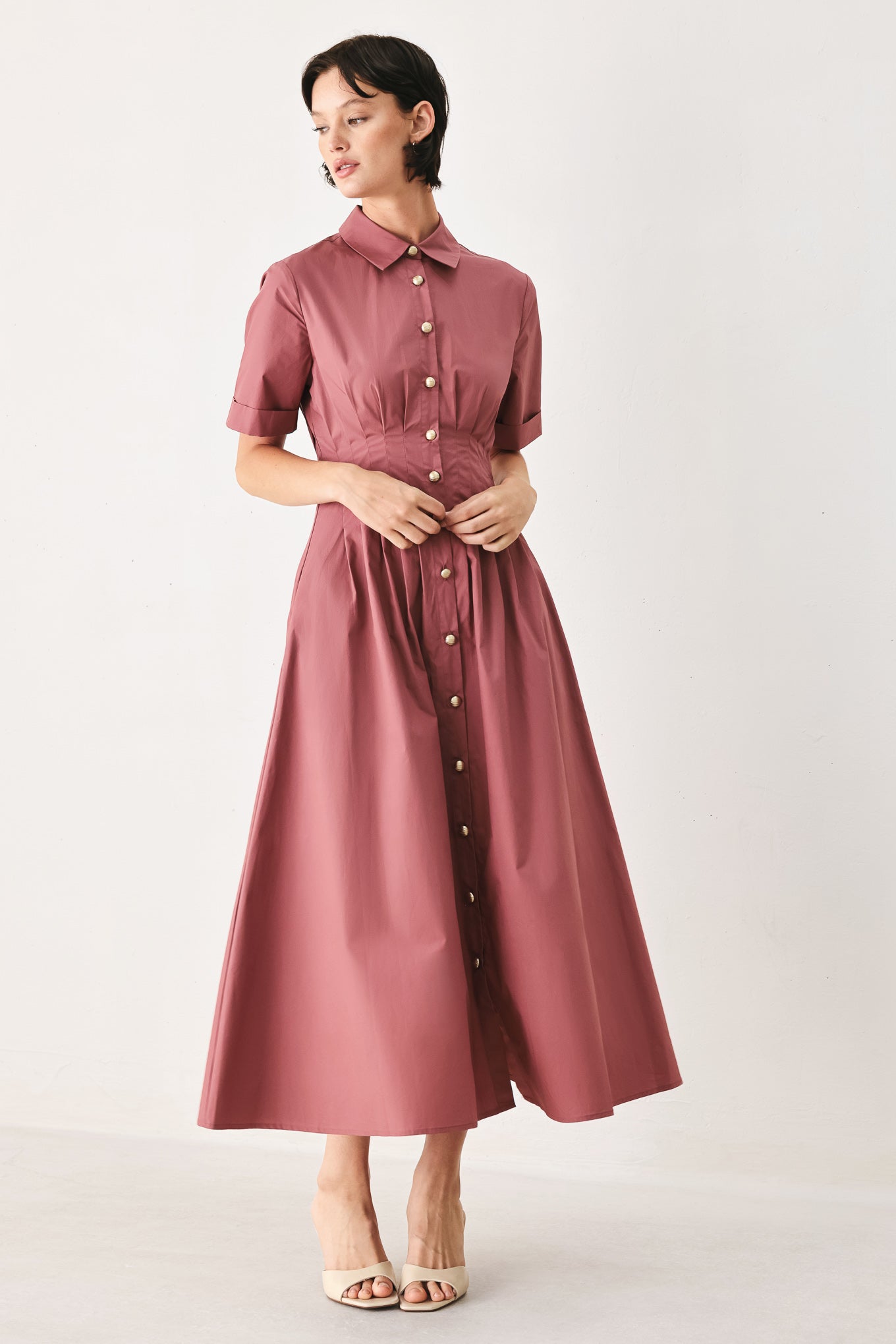 Flying Tomato Countryside Charm Woven Midi Dress in OLIVE view 5 - Country Charm Dress