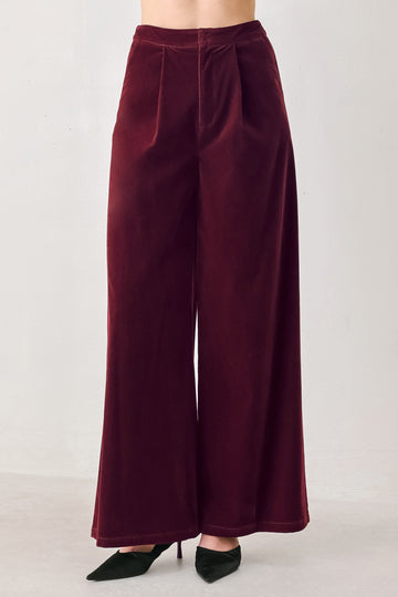 Flying Tomato Coy Charm Velvet Pants in BERRY - Charm Pants Off (bottom)