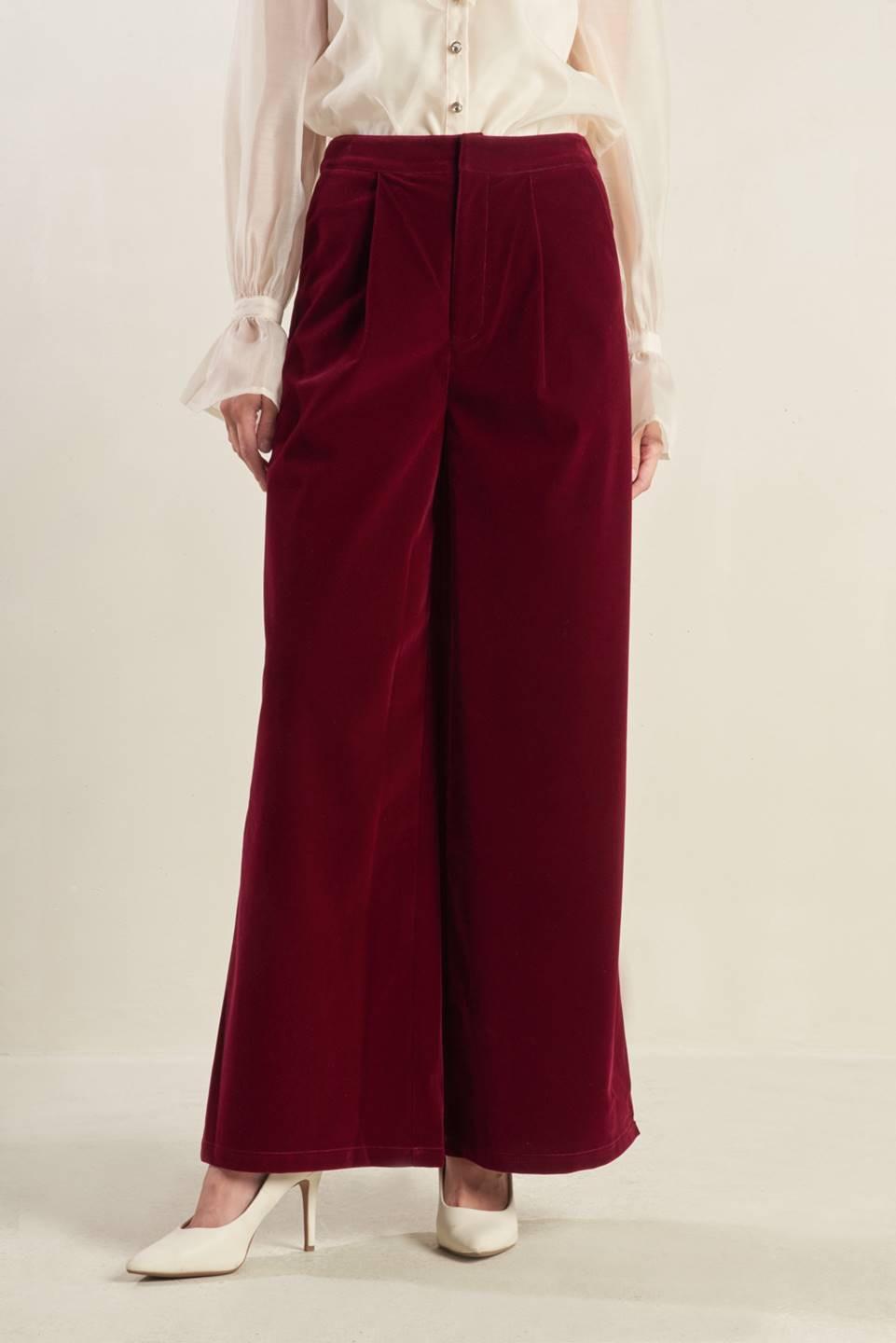 Flying Tomato Coy Charm Velvet Pants in BERRY - Charm Pants Off (bottom)
