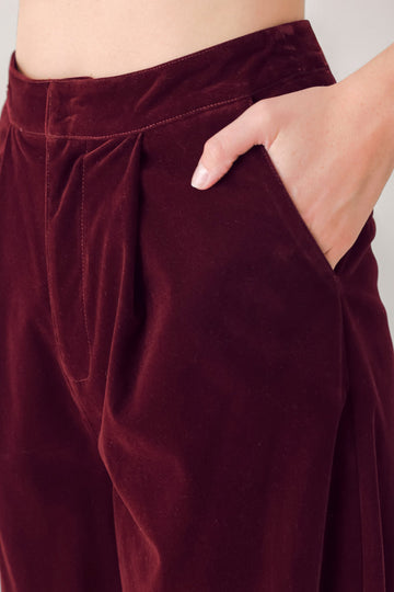 Flying Tomato Coy Charm Velvet Pants in BERRY view 2 - Charm Pants Off (bottom)