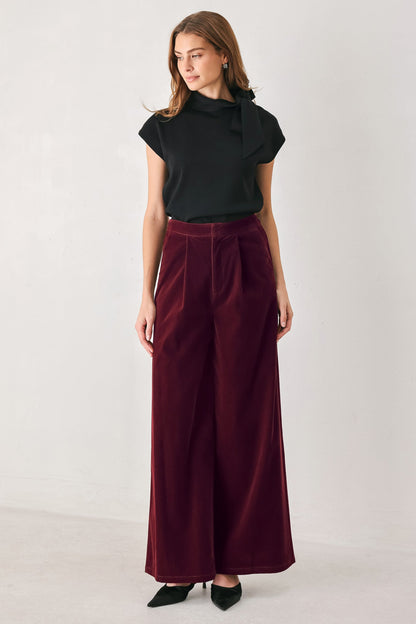 Flying Tomato Coy Charm Velvet Pants in BERRY view 3 - Charm Pants Off (bottom)