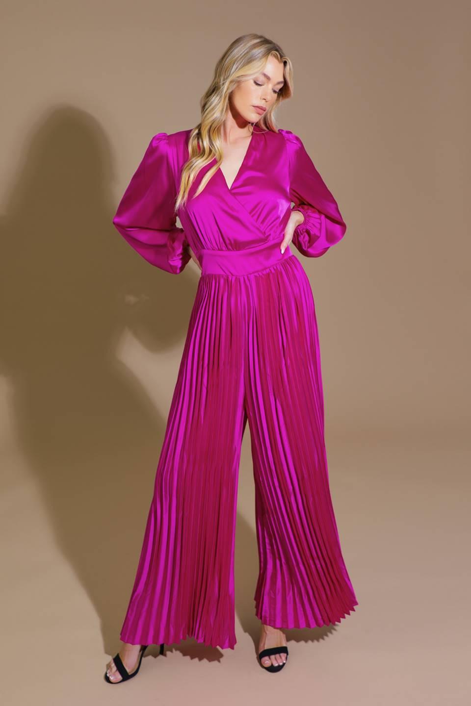 Flying Tomato Crushing on You Satin Jumpsuit in MAGENTA view 4 (one-piece)