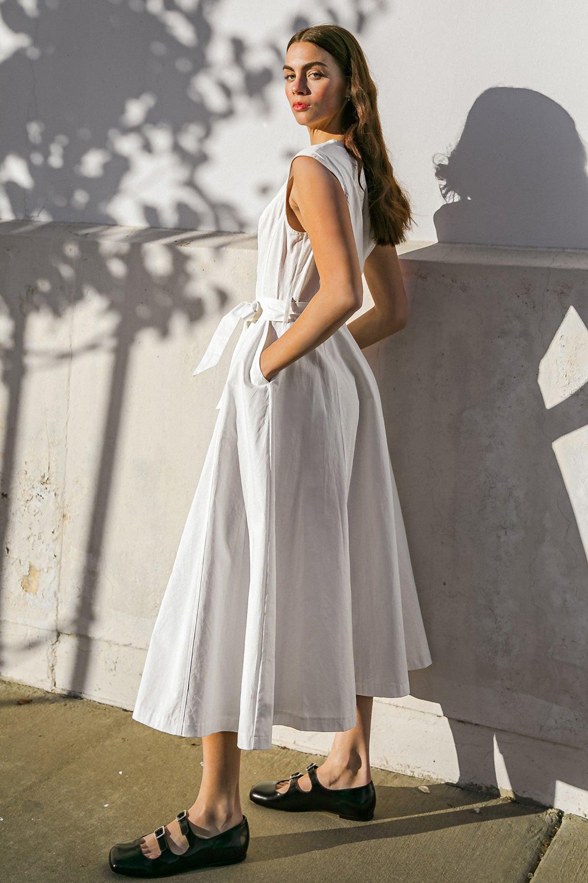 Flying Tomato Delicate Dreams Woven Midi Dress in TAUPE view 9