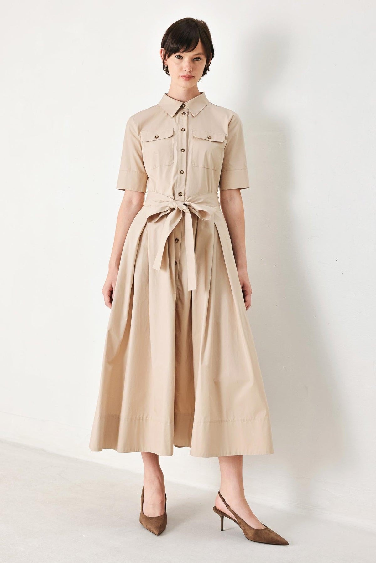 Flying Tomato Desert Icon Woven Midi Shirt Dress - MeeeShop Women's Fashion