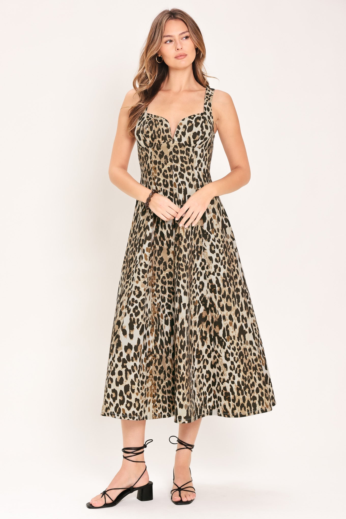 Flying Tomato Desert Rose Leopard Woven Midi Dress in LEOPARD view 3 - Desert Rose Midi Dress
