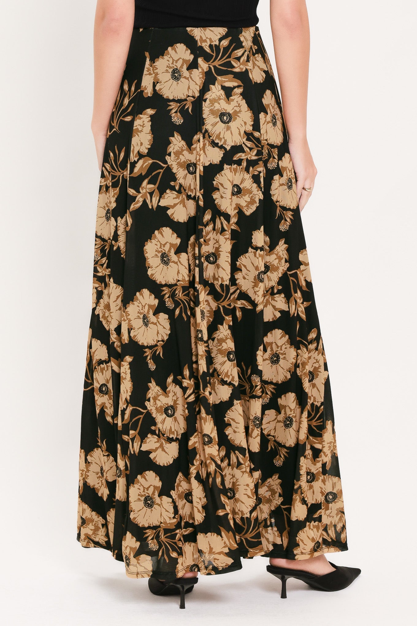 Flying Tomato Earthen Flower Fantasy Power Mesh Full Maxi Skirt in BLACK view 6 - Flying Tomato Skirt Set (dress)