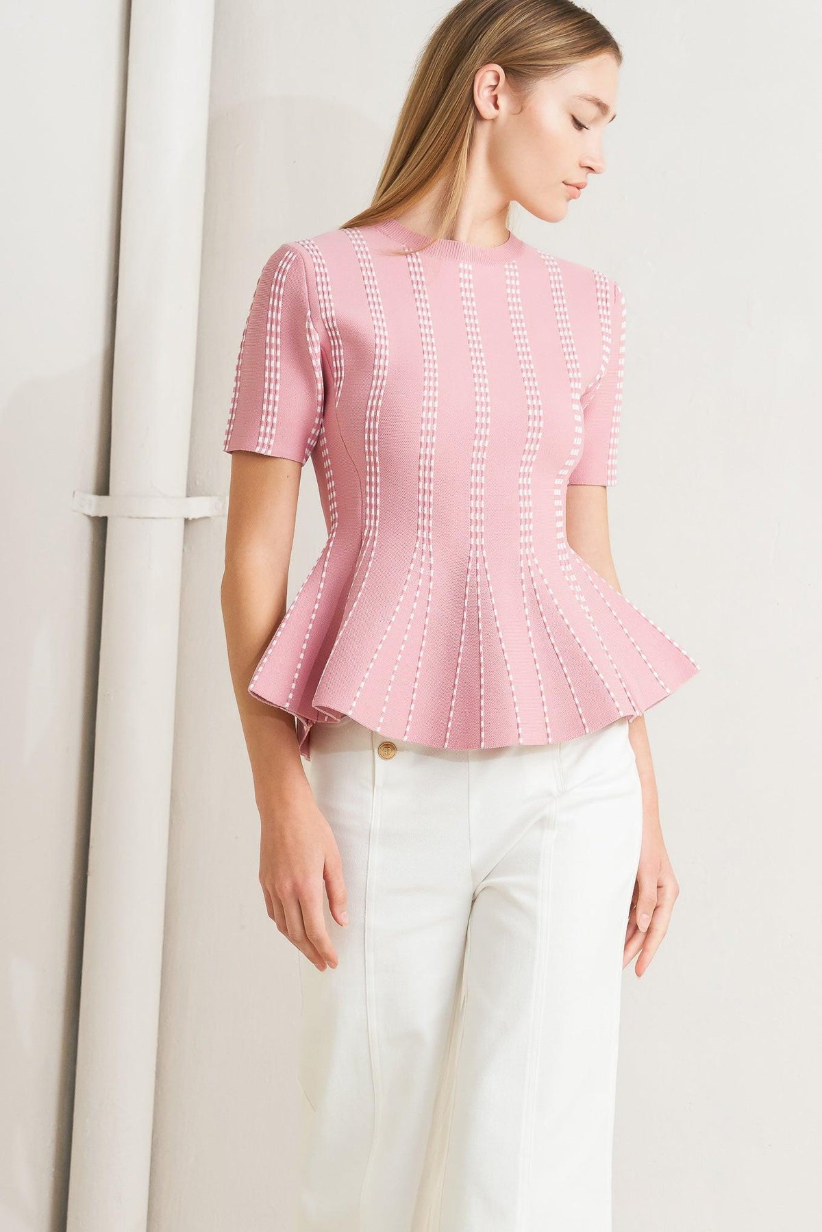 Flying Tomato Evening Rustle Jacquard Sweater Top - MeeeShop Women's Fashion