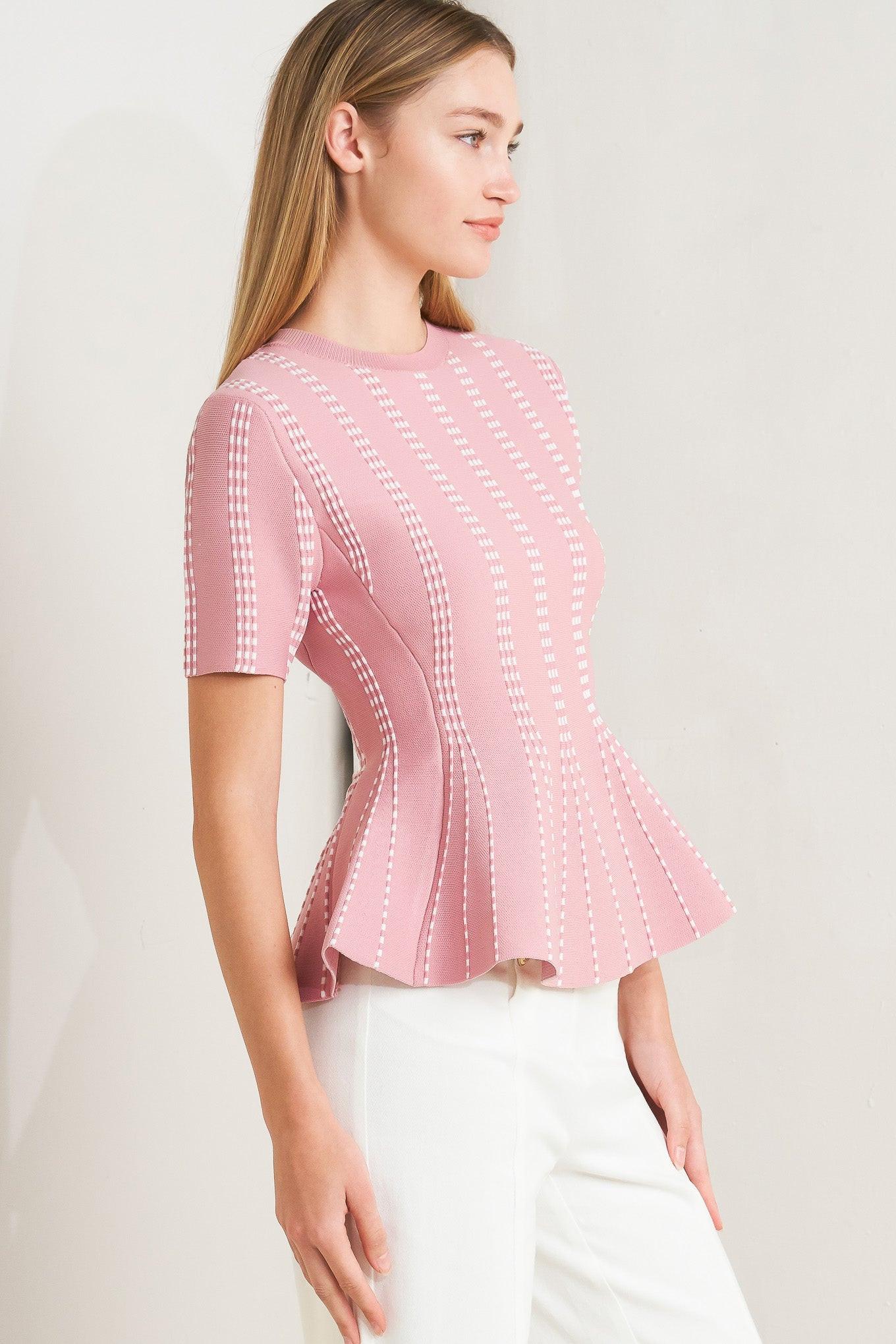 Flying Tomato Evening Rustle Jacquard Sweater Top in NAVY/WHITE view 13 - Evening Sweater Set