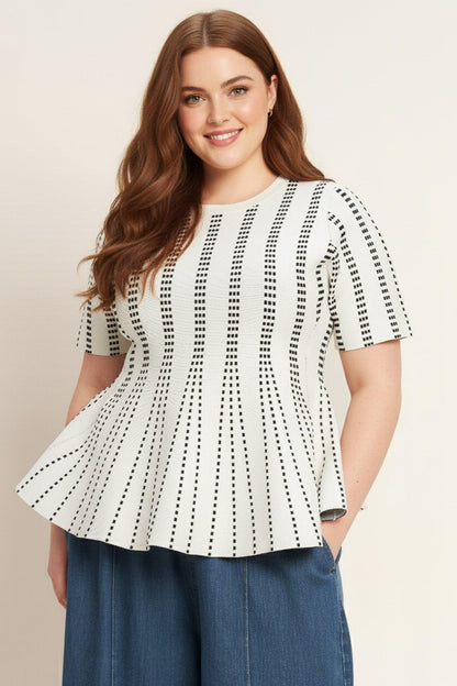 Flying Tomato Evening Rustle Jacquard Sweater Top in NAVY/WHITE view 16 - Evening Sweater Set