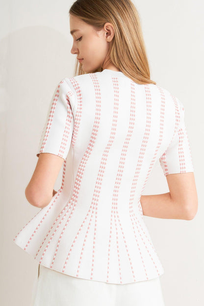 Flying Tomato Evening Rustle Jacquard Sweater Top in WHITE/BLACK view 4 - Evening Sweater Set