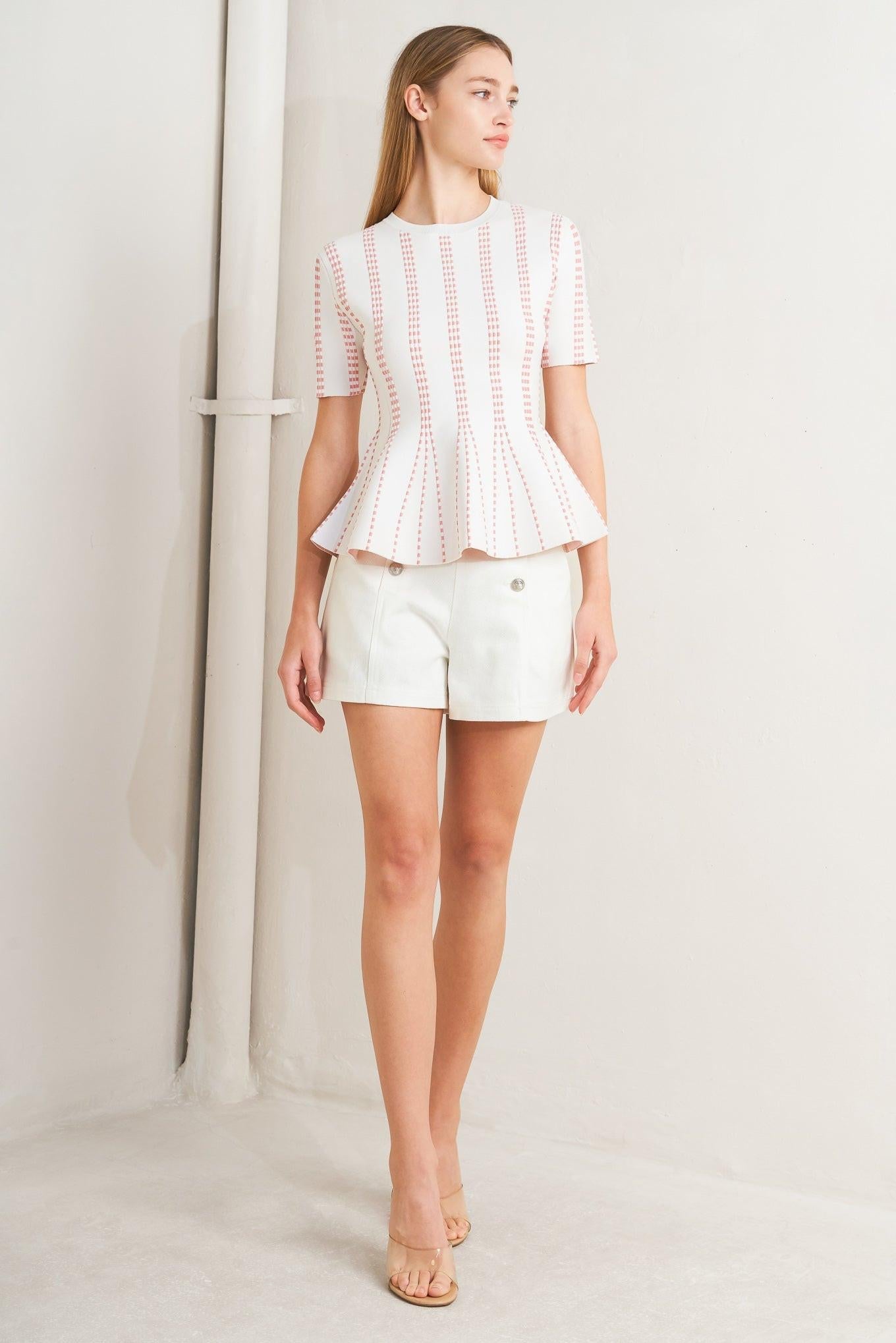 Flying Tomato Evening Rustle Jacquard Sweater Top in WHITE/BLACK view 5 - Evening Sweater Set