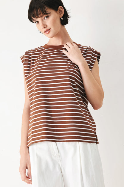Flying Tomato Everyday Cool Strip Knit Top in WHITE/NAVY view 5 - Fall Wardrobe Essential - Everyday Cool Tops