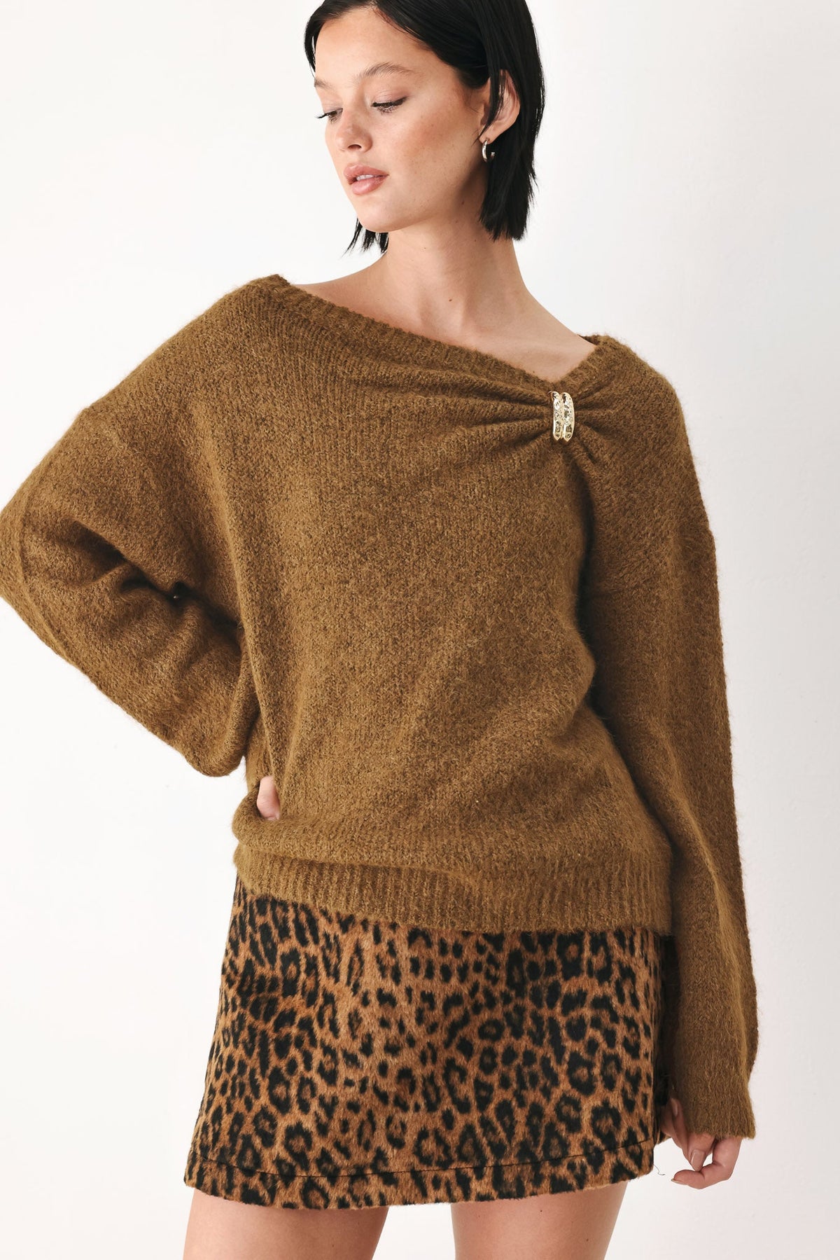 Flying Tomato Fireside Charm Cinched Neck Sweater view 12 - Cinched Sweater (top)