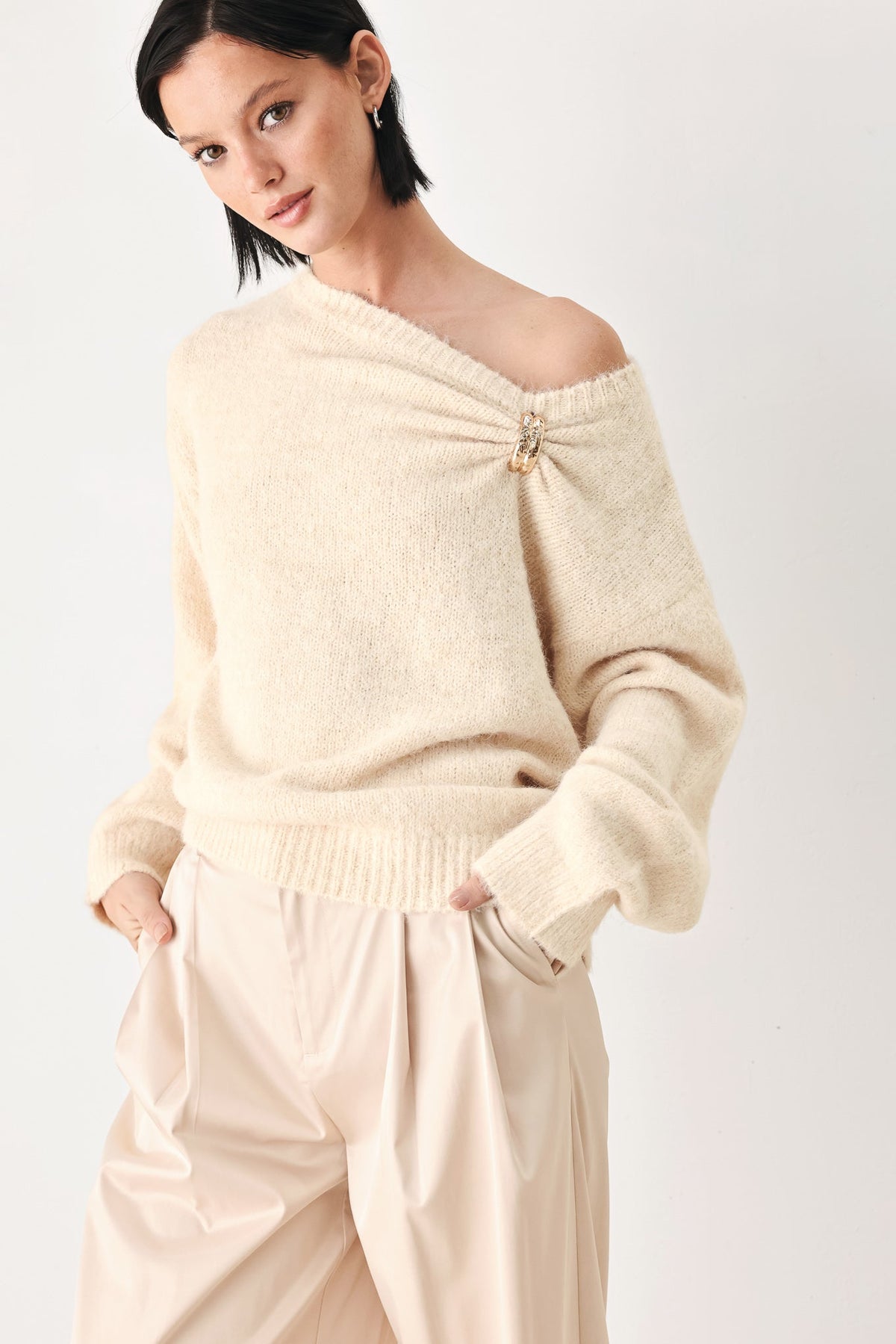 Flying Tomato Fireside Charm Cinched Neck Sweater view 17 - Cinched Sweater (top)