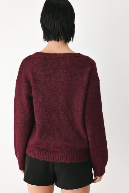 Flying Tomato Fireside Charm Cinched Neck Sweater in IVORY view 8 - Cinched Sweater (top)