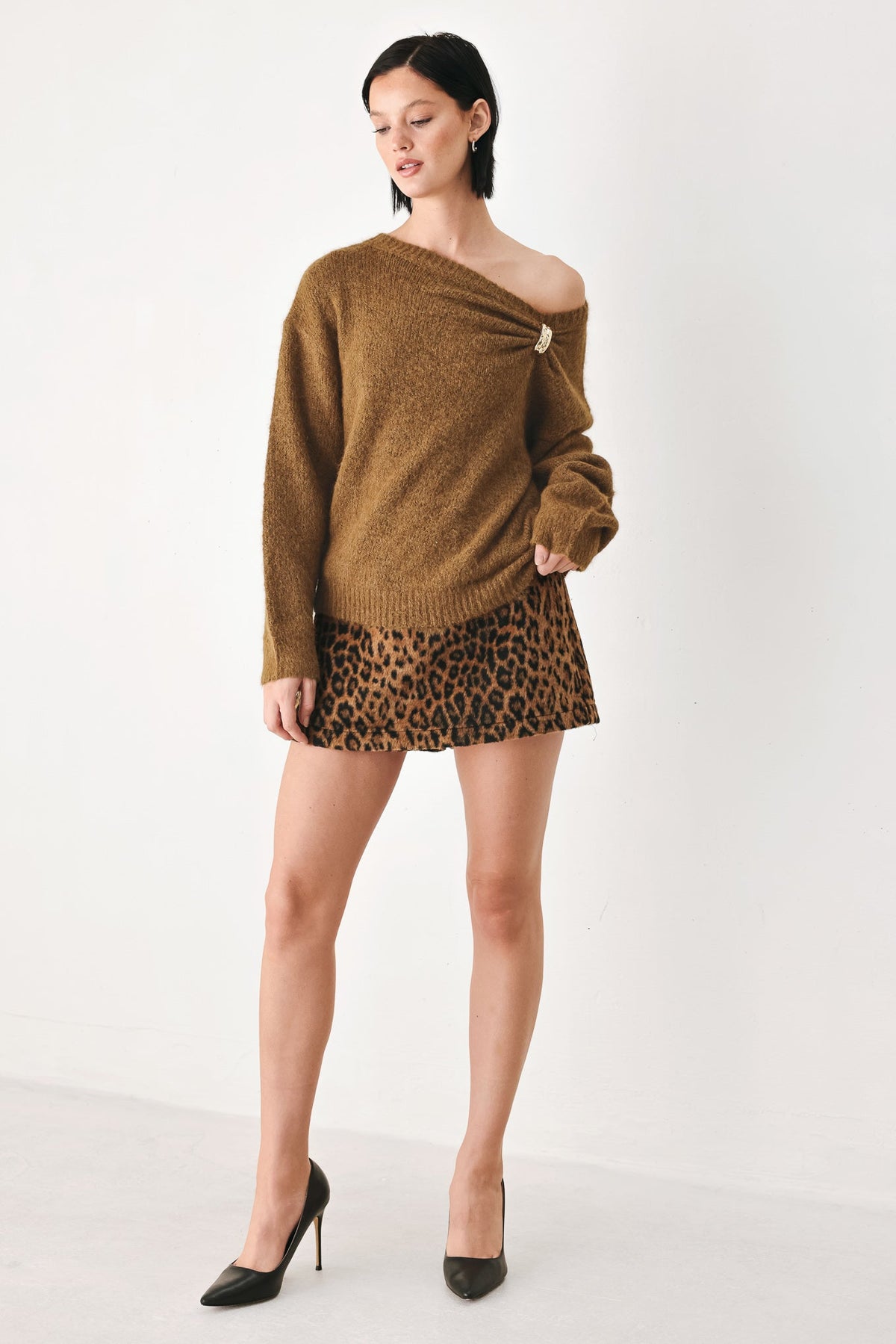Flying Tomato Fireside Charm Cinched Neck Sweater in IVORY view 9 - Cinched Sweater (top)