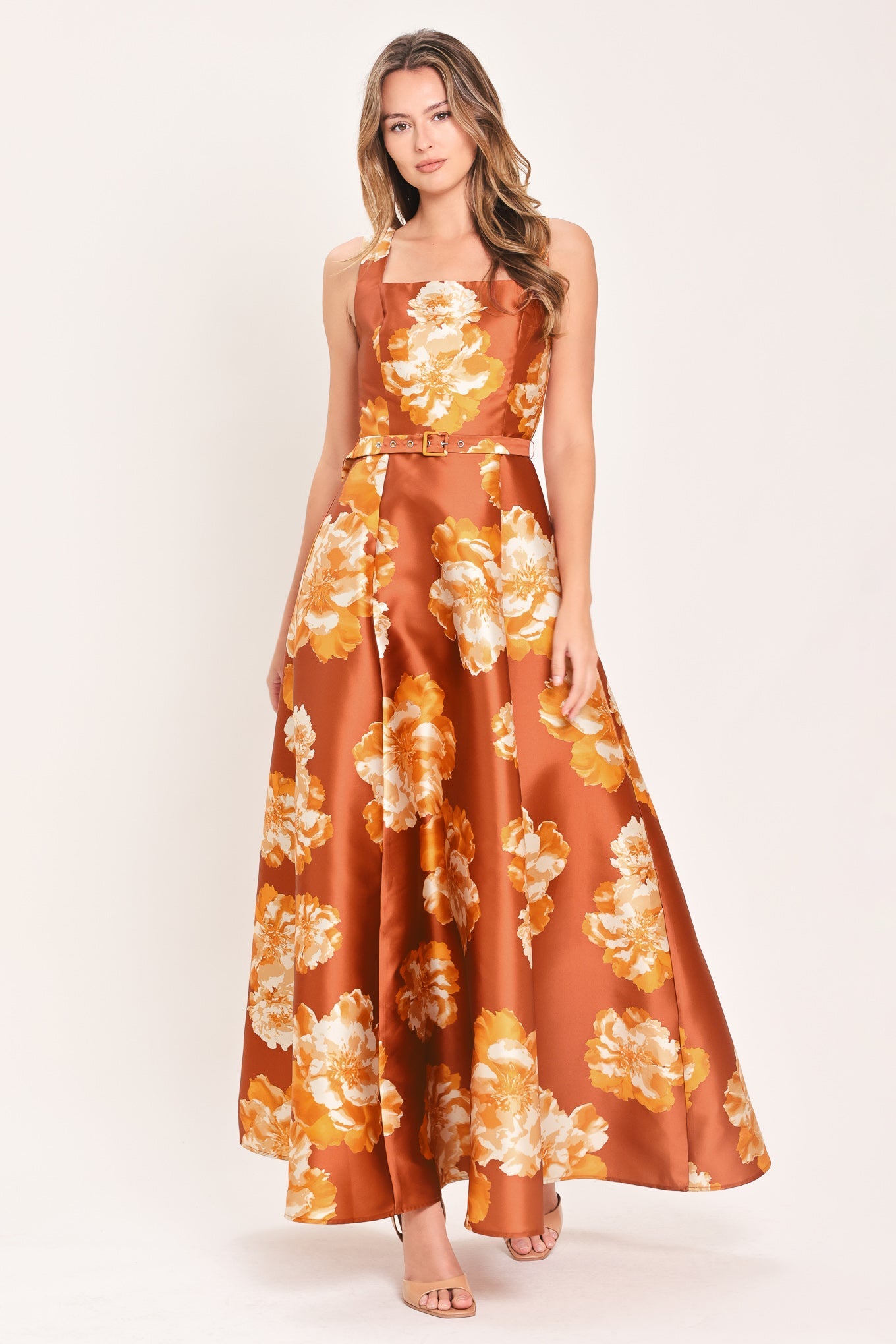 Flying Tomato Fireside Floral Reverie Woven Maxi Dress in RUST