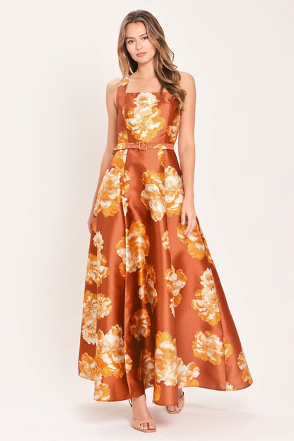 Flying Tomato Fireside Floral Reverie Woven Maxi Dress in RUST