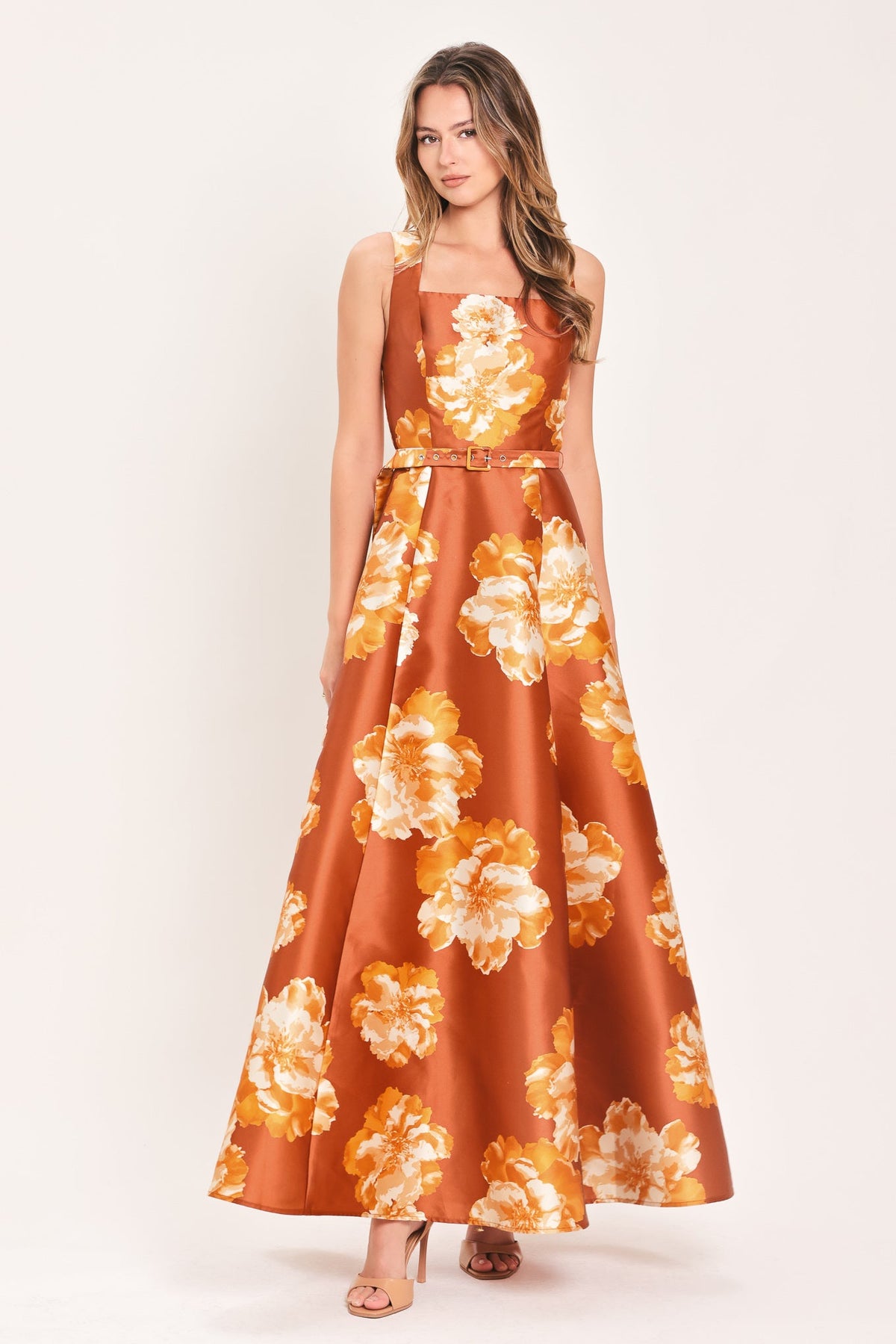 Flying Tomato Fireside Floral Reverie Woven Maxi Dress in RUST view 4
