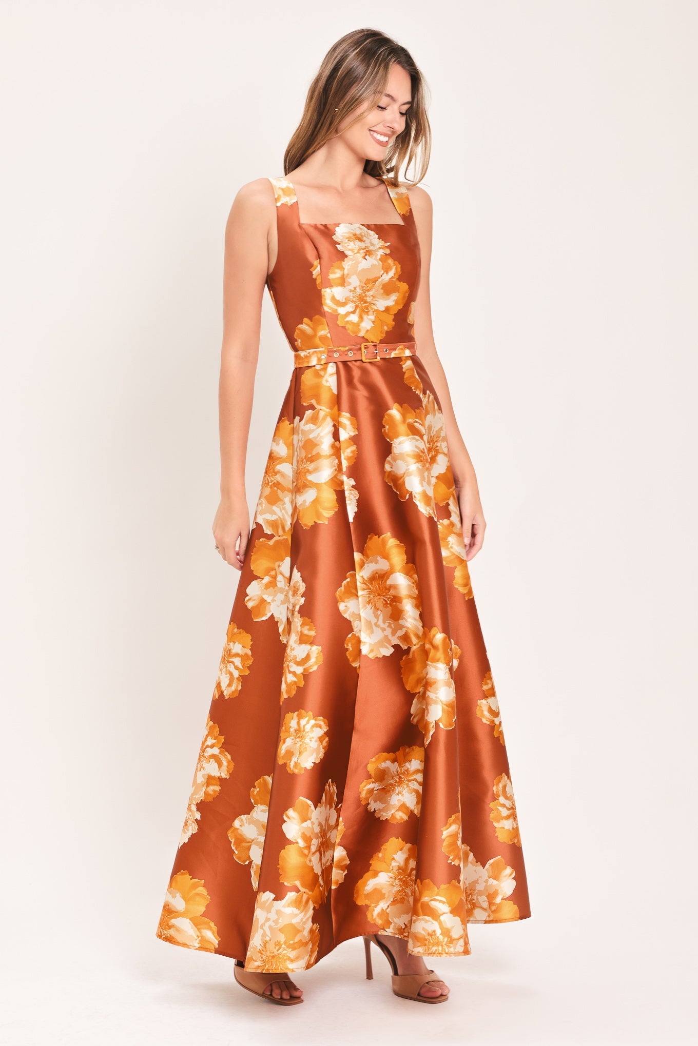 Flying Tomato Fireside Floral Reverie Woven Maxi Dress in RUST view 5