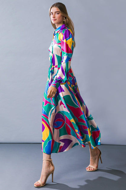 Flying Tomato Focused on Priorities Woven Midi Dress in TEAL ORANGE view 4 - Focused Priorities