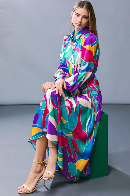 Flying Tomato Focused on Priorities Woven Midi Dress in TEAL ORANGE view 6 - Focused Priorities