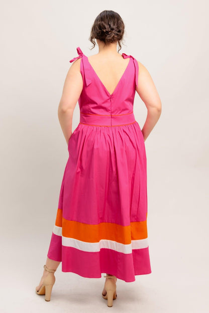 Flying Tomato Forest Charm Fuchsia Orange Woven Midi Dress view 11