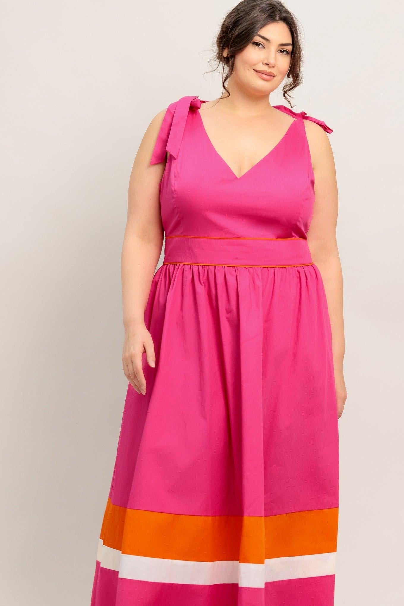 Flying Tomato Forest Charm Fuchsia Orange Woven Midi Dress view 12
