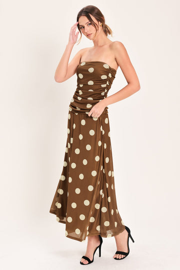 Flying Tomato French Girl Polka Dot Power Mesh Midi Skirt - MeeeShop Women's Fashion