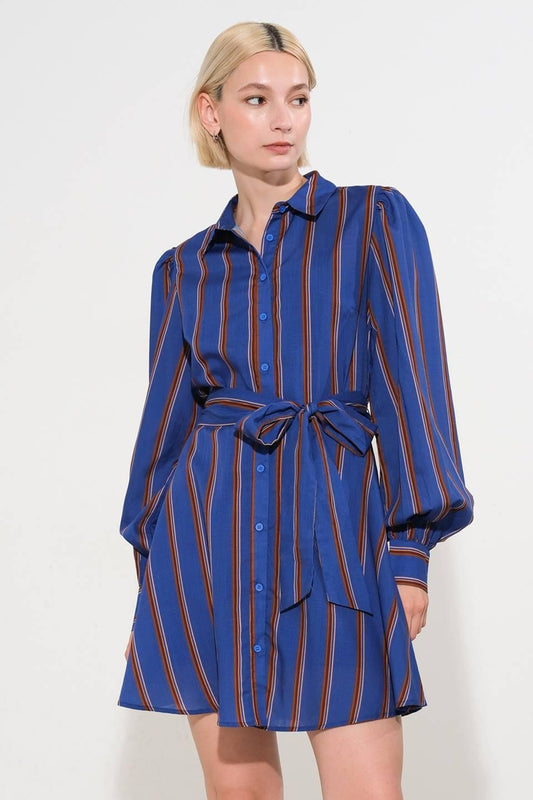 Flying Tomato Give It a Go Woven Mini Dress in BROWN MULTI