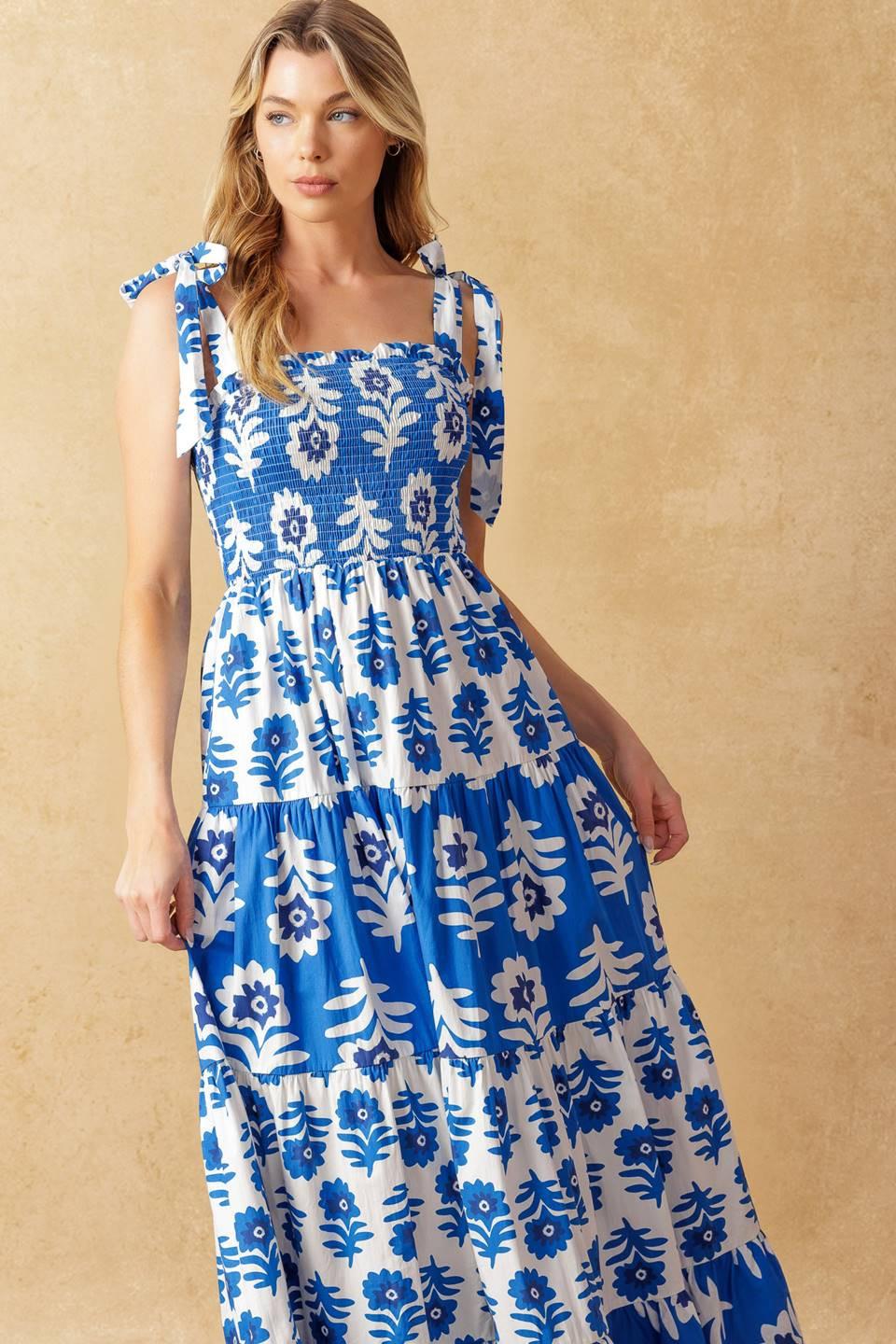 Flying Tomato Glamour in Motion Woven Maxi Dress in BLUE/IVORY view 3
