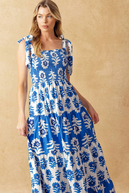 Flying Tomato Glamour in Motion Woven Maxi Dress in BLUE/IVORY view 3