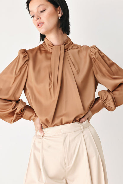 Flying Tomato Golden Hour High Neck Blouse in BRONZE - Golden Hour Shirt (top)