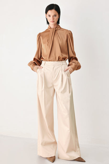 Flying Tomato Golden Hour High Neck Blouse in CHAMPAGNE view 6 - Golden Hour Shirt (top)