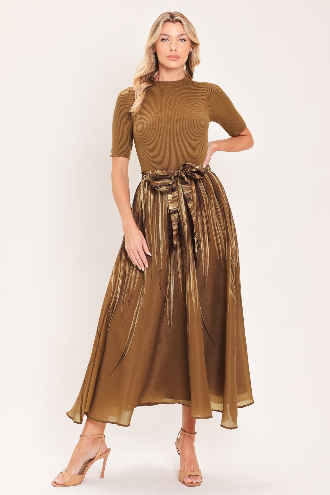 Flying Tomato Golden Quill Romance Midi Dress view 5 - Golden Feather Dress