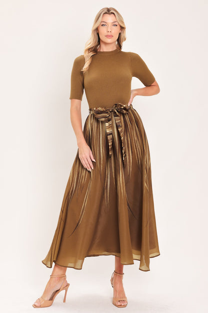 Flying Tomato Golden Quill Romance Midi Dress view 5 - Golden Feather Dress
