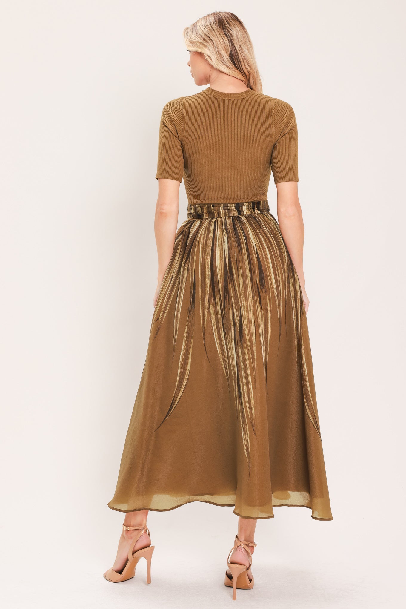Flying Tomato Golden Quill Romance Midi Dress view 6 - Golden Feather Dress